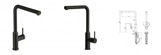 Смеситель для кухни FLAVIS однорычажный с выдвижным изливом черный