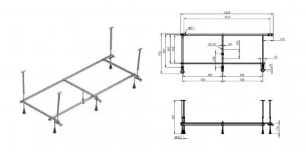 W94A-170U70W-R X-joy Каркас для ванны угловой универсальный 170x70 см