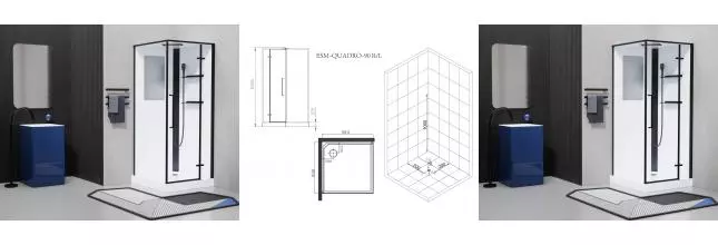Кабина душевая ESBANO ESM-QUADRO-90 правый ESKM90QDR · Esbano, ESKM90QDR