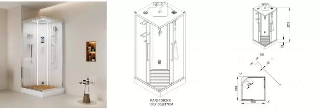 Кабина душевая ESBANO ESO-PARI-100CKR ESKOPA100CKR-ST · Esbano, ESKOPA100CKR-ST