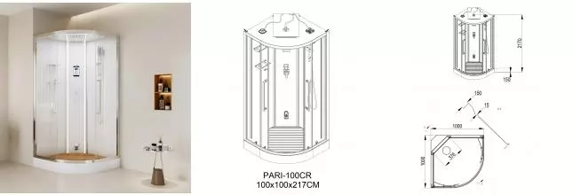 Кабина душевая ESBANO ESO-PARI-100CR ESKOPA100CR-ST · Esbano, ESKOPA100CR-ST