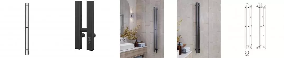 Полотенцесушитель электрический APEXTERMO Сириус SR10111GF 1100x80 с крючками, графит металлик