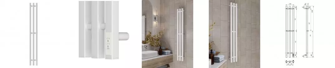Полотенцесушитель электрический APEXTERMO Сириус SR10112WM 1100x120 с крючками, белый матовый
