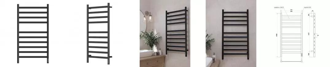 Полотенцесушитель электрический APEXTERMO Сфера SF00105BM 1000x500, черный матовый