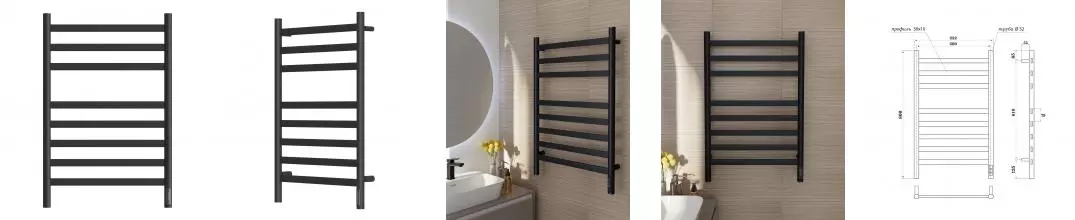 Полотенцесушитель электрический APEXTERMO Сфера SF00185BM 800x500, черный матовый