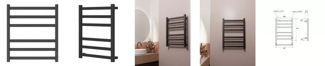 Полотенцесушитель электрический APEXTERMO Терра TR00164BM 600x400, черный матовый
