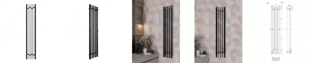 Полотенцесушитель электрический APEXTERMO Дельта DL10113BM 1100x180 с крючками, черный матовый