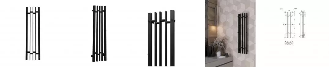 Полотенцесушитель электрический APEXTERMO Дельта DL10183BM 800x180 с крючками, черный матовый