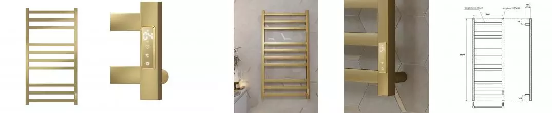 Полотенцесушитель электрический APEXTERMO Терра TR00105GL 1000x500, золотой матовый
