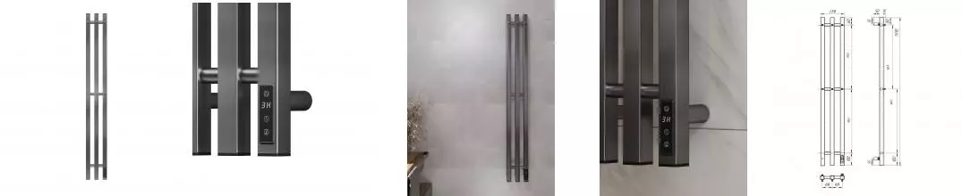 Полотенцесушитель электрический APEXTERMO Сириус SR10112GN 1100x120 с крючками, оружейная сталь
