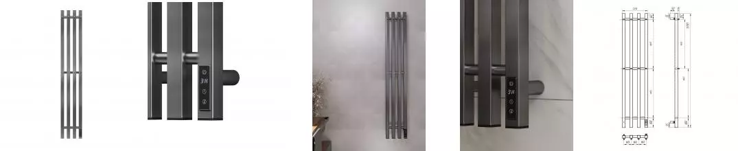 Полотенцесушитель электрический APEXTERMO Сириус SR10113GN 1100x180 с крючками, оружейная сталь