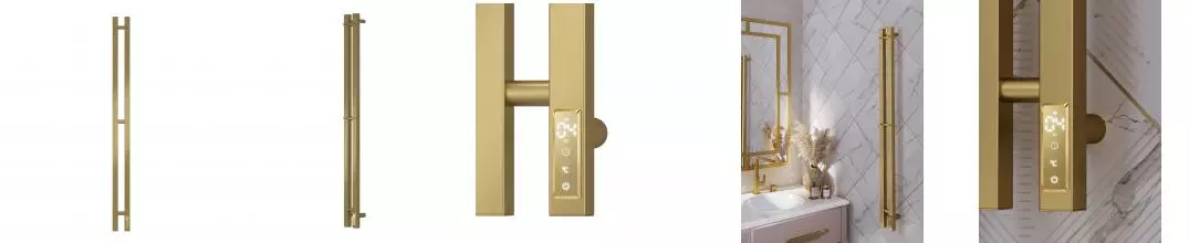 Полотенцесушитель электрический APEXTERMO Сириус SR10111GL 1100x80 с крючками, золотой матовый