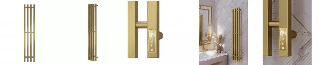 Полотенцесушитель электрический APEXTERMO Сириус SR10113GL 1100x180 с крючками, золотой матовый