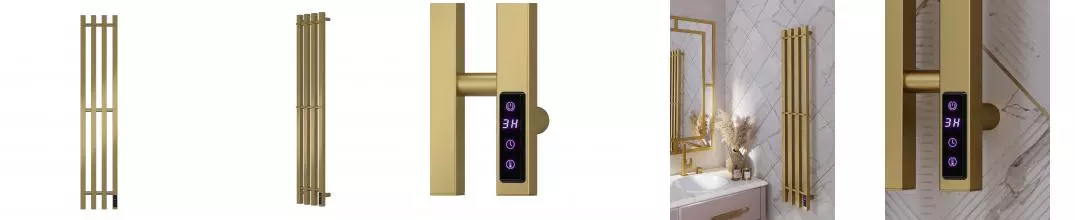 Полотенцесушитель электрический APEXTERMO Сириус SR10113GLB 1100x180 с крючками, золотой матовый