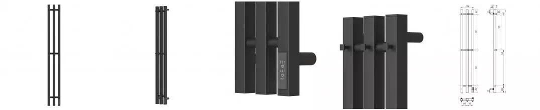 Полотенцесушитель электрический APEXTERMO Сириус SR10122BM 1200x120 с крючками, черный матовый