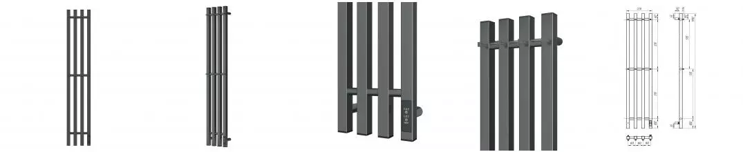 Полотенцесушитель электрический APEXTERMO Сириус SR10123GF 1200x180 с крючками, графит металлик