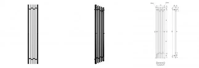 Полотенцесушитель электрический APEXTERMO Дельта DL10123BM 1200x180 с крючками, черный матовый