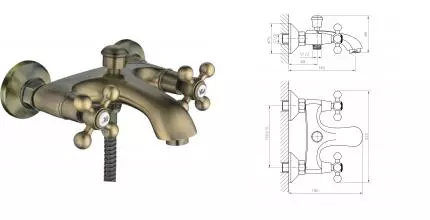 Смеситель для ванны «Haiba» HB3119-4 бронза Смеситель для ванны «Haiba» HB3119-4 бронза