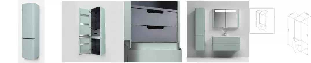 Пенал «Am.Pm» Sensation 40 подвесной мятный левый