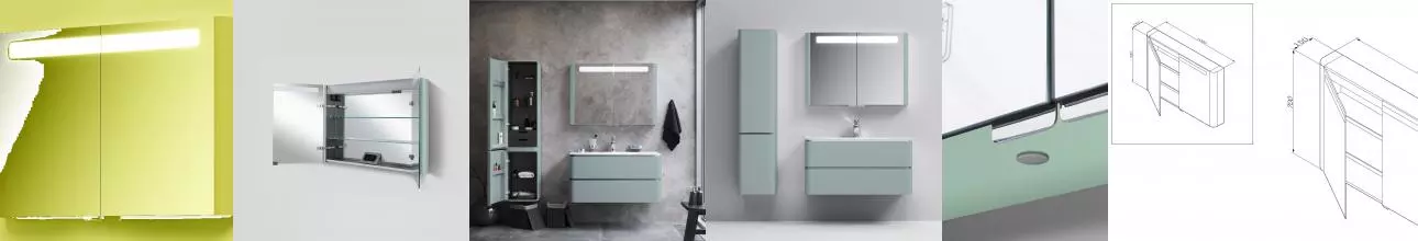 Зеркальный шкаф «Am.Pm» Sensation 100 с подсветкой мятный