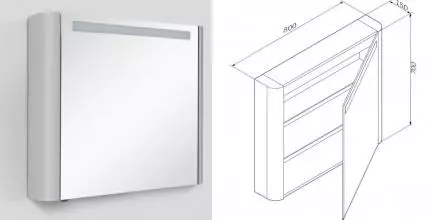 Зеркальный шкаф «Am.Pm» Sensation 80 с подсветкой серый шёлк правый