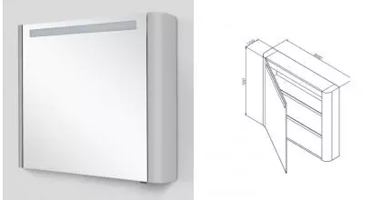 Зеркальный шкаф «Am.Pm» Sensation 80 с подсветкой серый шёлк левый