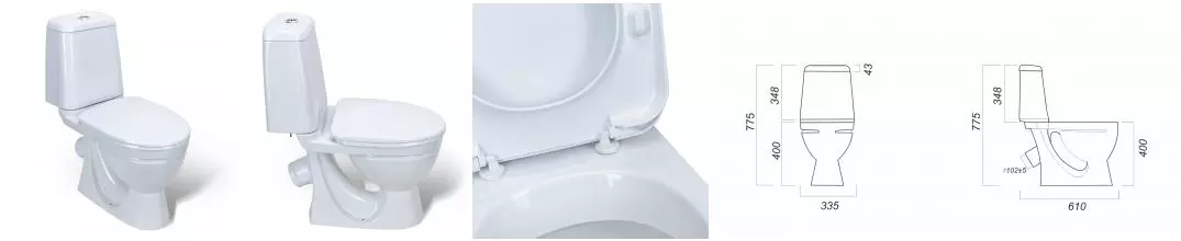 Унитаз компакт «Sanita» Идеал Эконом белый с сиденьем полипропилен белое