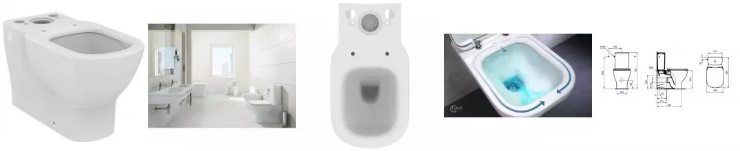 "Теси" AQUABLADE напольный пристенный унитаз для монтажа с бачком, белый · Tesi, Ideal Standard, T008201