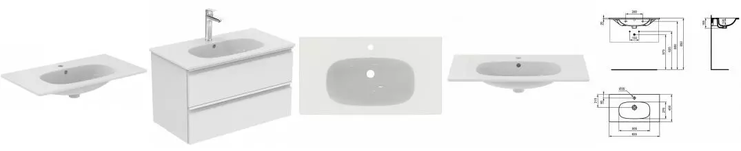Раковина «Ideal Standard» Tesi 80 Euro White T350901 фарфоровая Раковина «Ideal Standard» Tesi 80 Euro White T350901 фарфоровая
