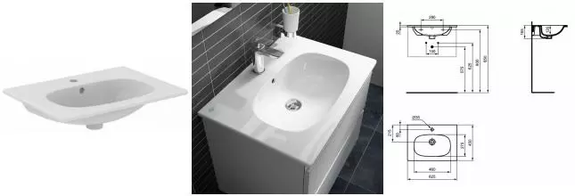 Раковина «Ideal Standard» Tesi Vanity 62 T351001 фарфоровая белая Раковина «Ideal Standard» Tesi Vanity 62 T351001 фарфоровая белая