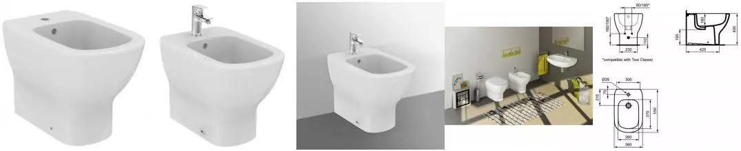 Приставное биде «Ideal Standard» Tesi T354001 белое