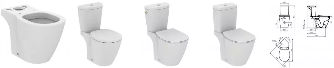 "Коннект" унитаз-компакт для монтажа с бачком, горизонтальный слив · Connect, Ideal Standard, E803601