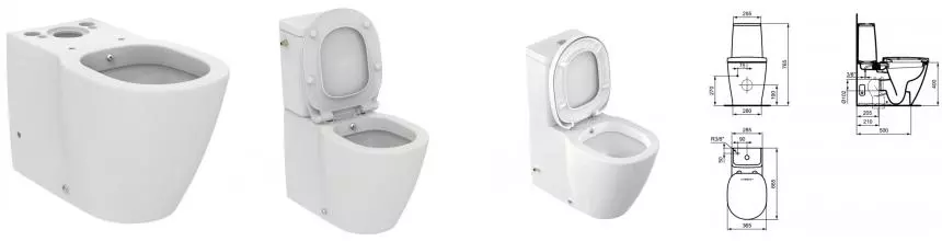 Коннект унитаз напольный пристенный, горизонтальный слив, c функцией биде, белый · Connect, Ideal Standard, E781701