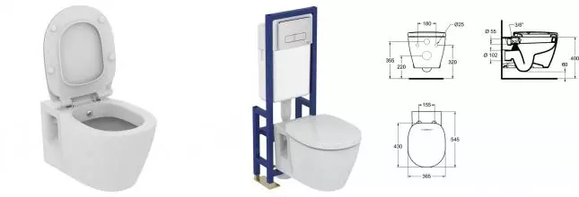 Коннект унитаз подвесной, горизонтальный слив, c функцией биде, белый · Connect, Ideal Standard, E781901