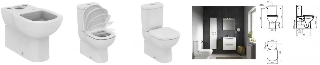 "Темпо" унитаз пристенный для монтажа с бачком, короткая проекция, белый · Ideal Standard, T328101