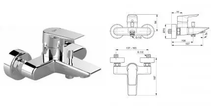 Смеситель для ванны «Ideal Standard» Tesi A6583AA хром