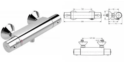 Смеситель для душа «Ideal Standard» Ceraterm 50 A6367AA с термостатом хром Смеситель для душа «Ideal Standard» Ceraterm 50 A6367AA с термостатом хром