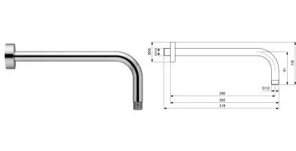 Кронштейн для верхнего душа «Ideal Standard» IdealRain B9444AA 31,8 хром