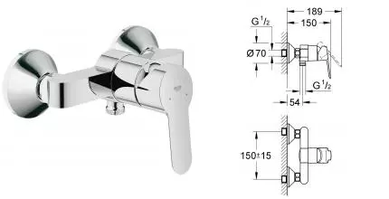 Смеситель для душа «Grohe» BauEdge 23333000 хром