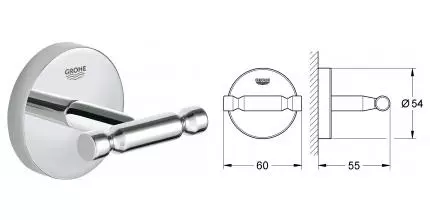 Двойной крючок «Grohe» BauCosmopolitan 40461001 на стену хром Двойной крючок «Grohe» BauCosmopolitan 40461001 на стену хром