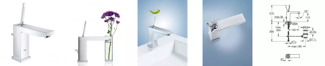 Смеситель для раковины GROHE Eurocube Joy с донным клапаном, средний излив, хром (23657000) Смеситель для раковины GROHE Eurocube Joy с донным клапаном, средний излив, хром (23657000)