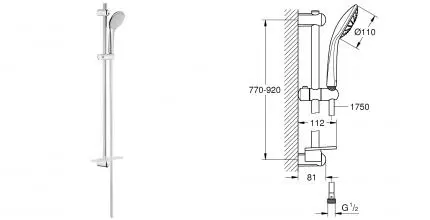 Душевой набор Grohe Euphoria 110 Mono Хром (27267001) Душевой набор Grohe Euphoria 110 Mono Хром (27267001)