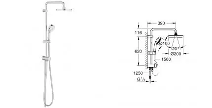 Душевая колонна Grohe Tempesta Cosmopolitan Хром (27394002)