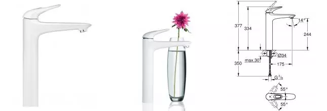 Смеситель для раковины GROHE Eurostyle new, свободностоящий, белая луна (23570LS3)