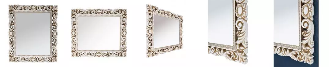 Зеркало «Vod-ok» Версаль 105 в раме без света белое с патиной золото