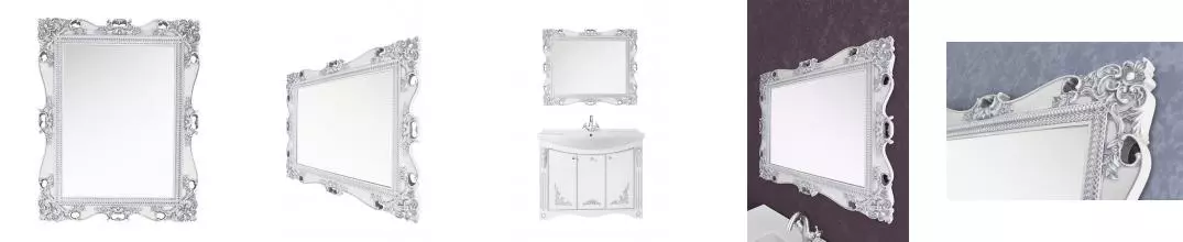 Зеркало «Vod-ok» Кармен 105 без света белое с патиной серебро