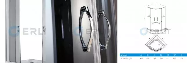 ERLIT Душевой уголок ER 0509-C4 (90*90*190) · Comfort, Erlit, ER0509-C4 ERLIT Душевой уголок ER 0509-C4 (90*90*190) · Comfort, Erlit, ER0509-C4