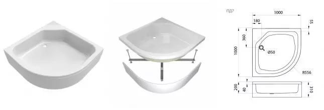 Душевой поддон «Triton» ПД7 средний акриловый четверть круга Душевой поддон «Triton» ПД7 средний акриловый четверть круга