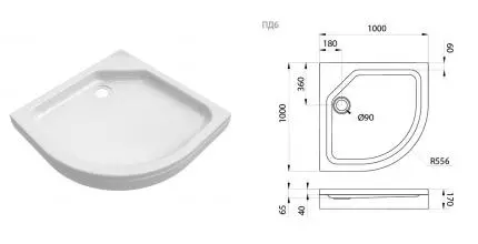 Душевой поддон «Triton» ПД6 низкий акриловый четверть круга Душевой поддон «Triton» ПД6 низкий акриловый четверть круга