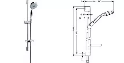 Душевой гарнитур «Hansgrohe» Croma 27775000 хром Душевой гарнитур «Hansgrohe» Croma 27775000 хром